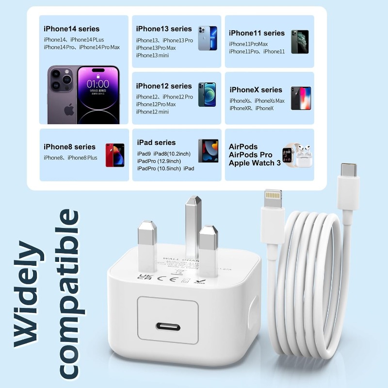 iPhone Charger [Apple MFi Certified] 20W USB C Fast Charger with 6ft iPhone Fast Charger Cable for iPhone 14/13/12/11 Pro/etc