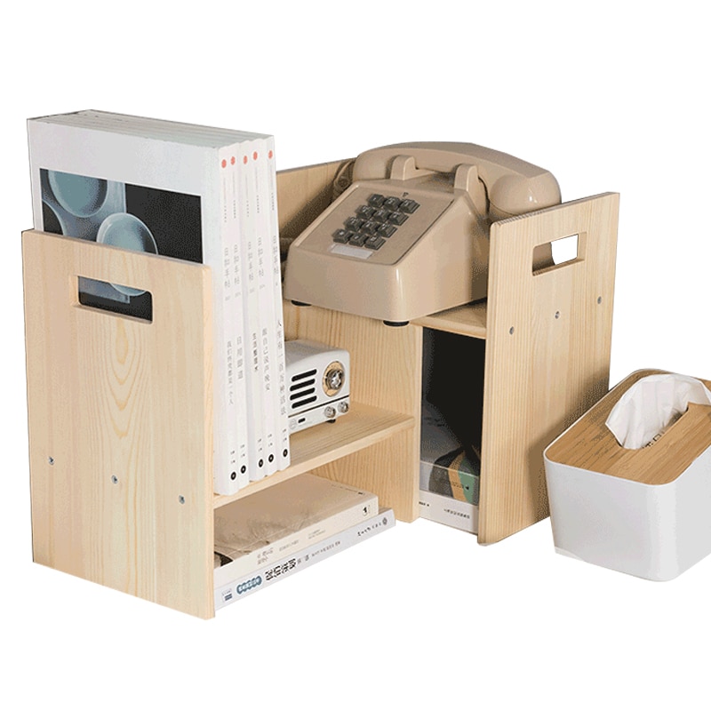 DIY Wooden Book Shelves Desk Organizer Office School Desk Accessories Organizer Tray Book Holder Storage Tray Makeup Organizer