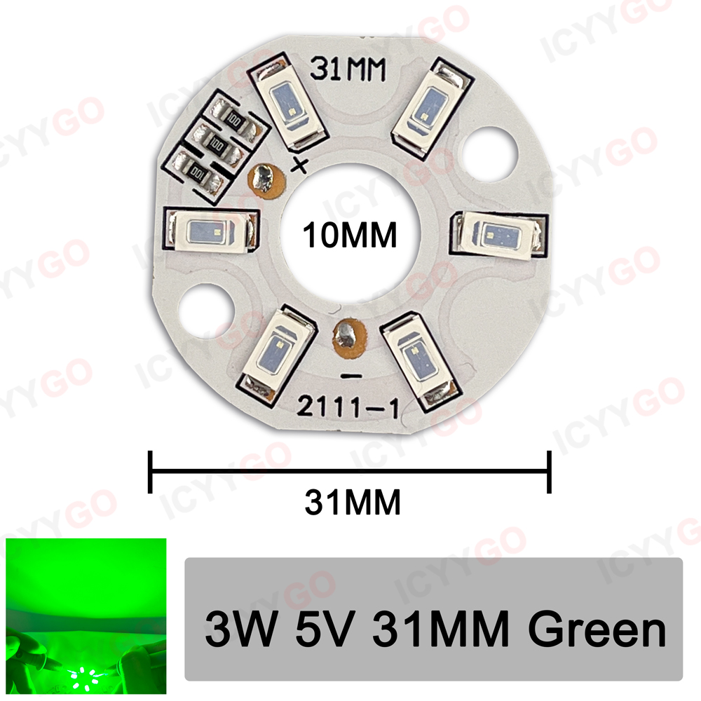 Baixa tensão redonda LED fonte de luz, DIY painel, branco quente, 4000K, 3W, 5V, vermelho, azul, verde, rosa, roxo, 31 milímetros: 3.0-3.4 v / Branco quente