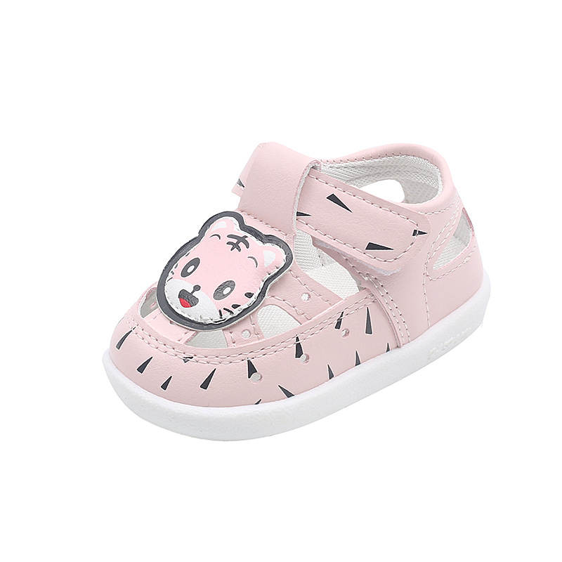 Sandalias para niños pequeños con dibujos animados, zapatos de playa antideslizantes, de cuero suave, para primeros pasos, para verano, SXJ037