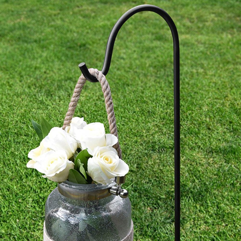 Shepherd-Hooks Garden Ground Plant Stand Lantern Stake Outdoor Plant Hangers For Flower Basket Plant Hook Garden Stake Outdoor