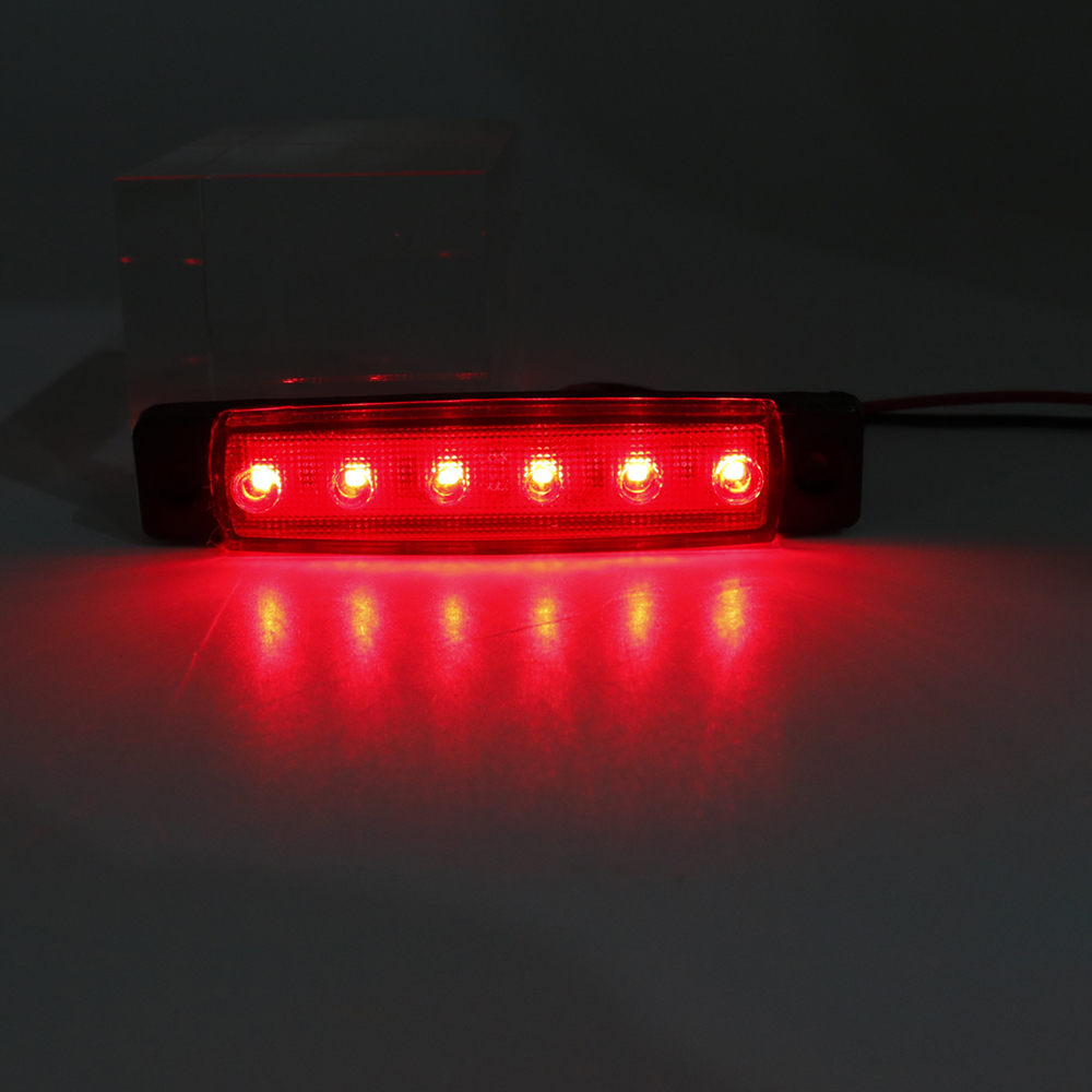 10pcs 6 LED Truck Lorries Bus Clearance Side Marker Indicators Light Lamp Amber Red