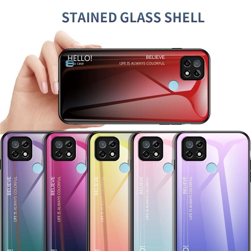 Luxe Gradiënt Gehard Glas Telefoon Case Voor Realme C21 Back Cover Hard Armor Bumper Voor Oppo Realme C21 C 21 6.5 ''RealmeC21