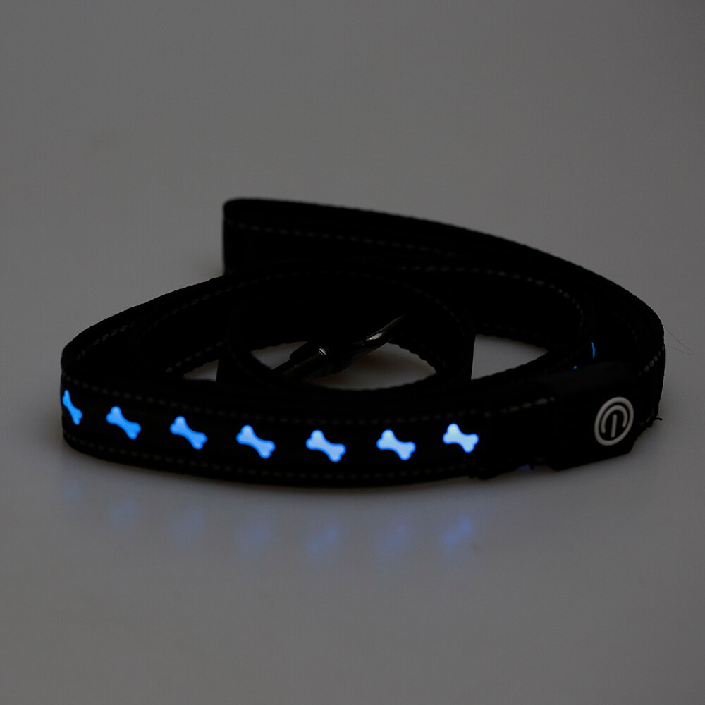 Nylon LED Hondenriem Halsband Huisdier Aangelijnd USB RechargeableNight Veiligheid Flashing Glow In The Dark Hondenriem Fluorescerende Halsbanden: S