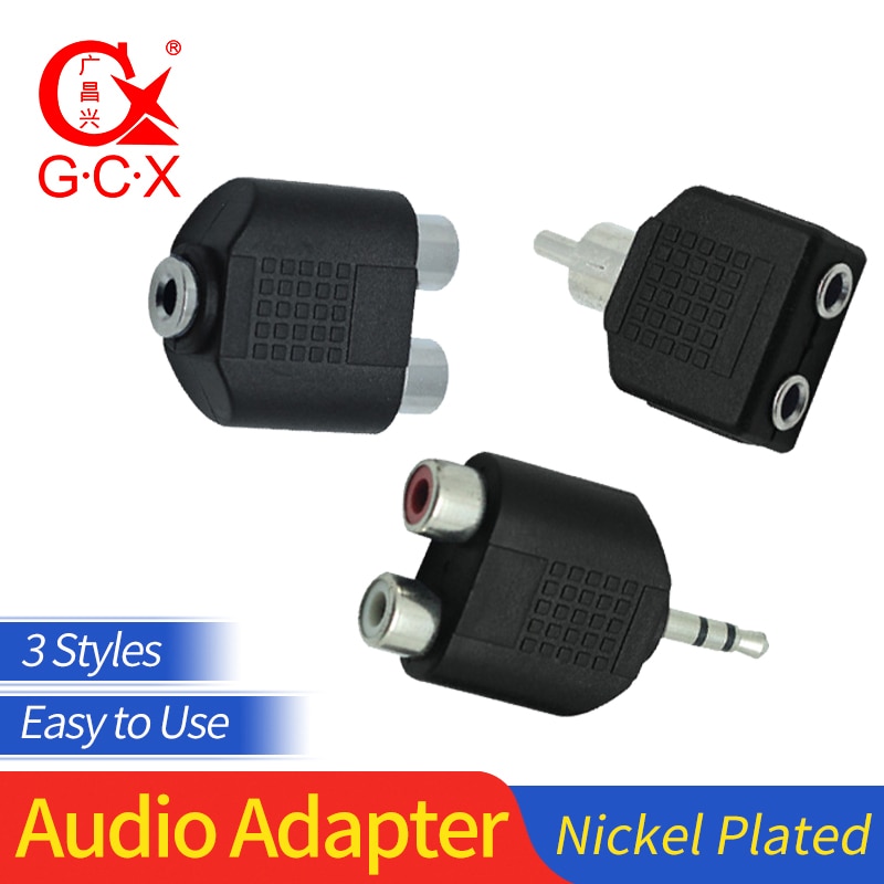 3.5mm Plug naar 2 RCA Connector Man-vrouw 3.5mm Jack naar RCA Y Splitter Converter Stereo AV audio Adapter