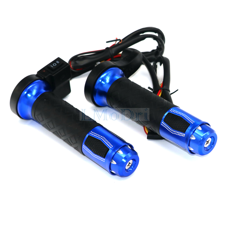 LMODRI Motorcycle Electric Heated Grips Motorbike Grip ATV Scooter 22mm 7/8" Handlebar Hand Warmer Aluminum 12V