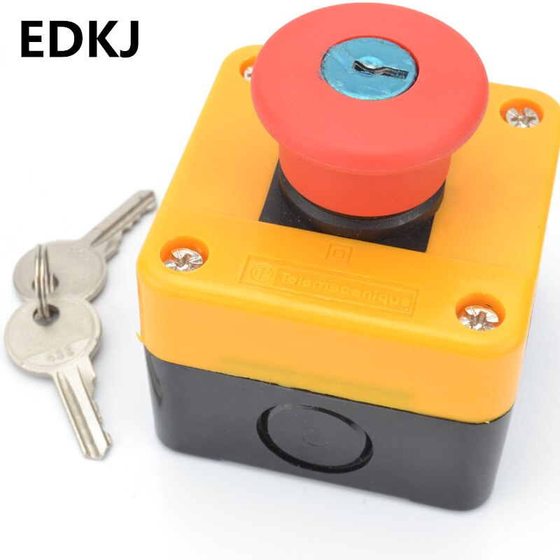 68Mm Noodstop Drukknop Er Een Sleutel 1NO 1NC 10A 250V Waterdichte Doos Hand-held Knop Explosieveilige Anti
