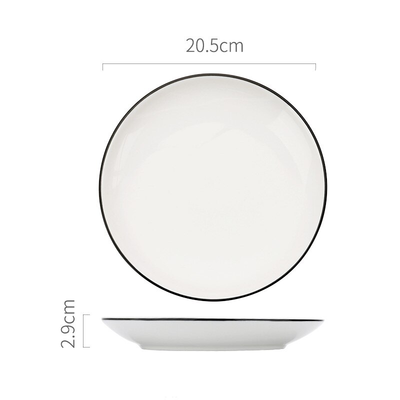 Płyta ceramiczna stek talerz styl skandynawski czarne obramowanie zastawa stołowa miska ins talerze obiadowe wysokiej klasy porcelanowa zastawa stołowa: 8 cal Shallow Plate