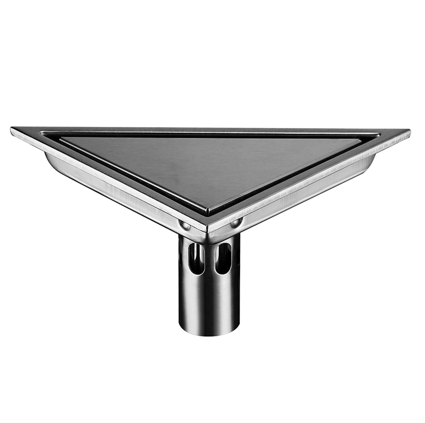 Golvavlopp i rostfritt stål, sifon, triangelformad lock, badrumsavlopp, ren sil, rostfri, luktfri, 304 tillbehör: Ljusgrå