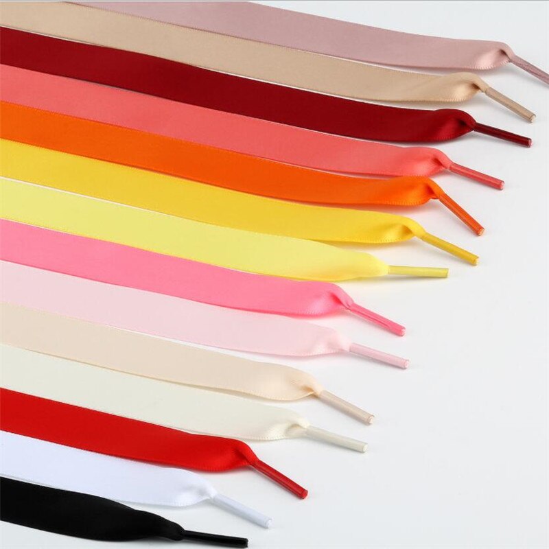 Lacci delle scarpe in raso di seta tinta unita larghezza 2 CM lacci per scarpe a nastro piatto stivali scarpe da ginnastica da donna stringhe lunghezza 120cm