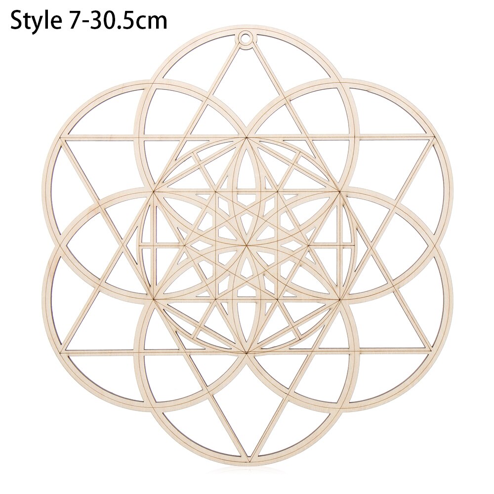 1Pc Houten Bloem Van Leven Kerst Ornamenten, Heilige Geometrie Ornamenten Home Decor, hout Teken Muur Art Zaad Van Leven Coaster: Style 7-30.5cm