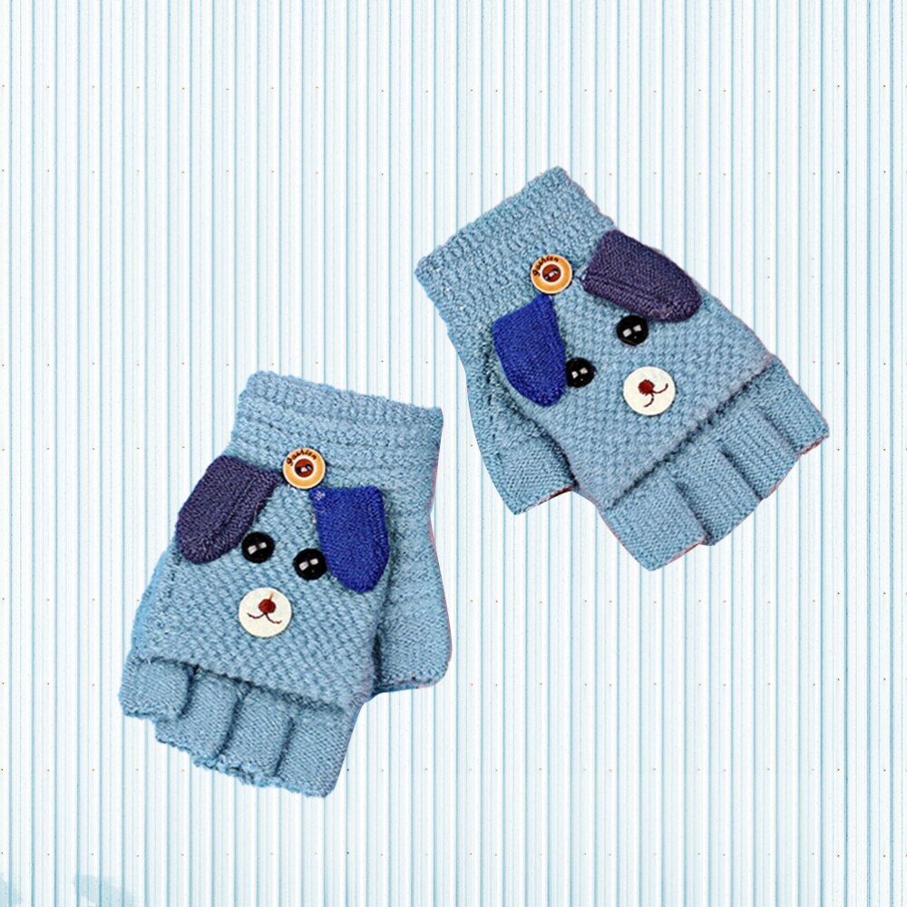1 par de guantes de invierno a prueba de viento guantes para niños guantes de medio dedo Protector de dedos para niños al aire libre