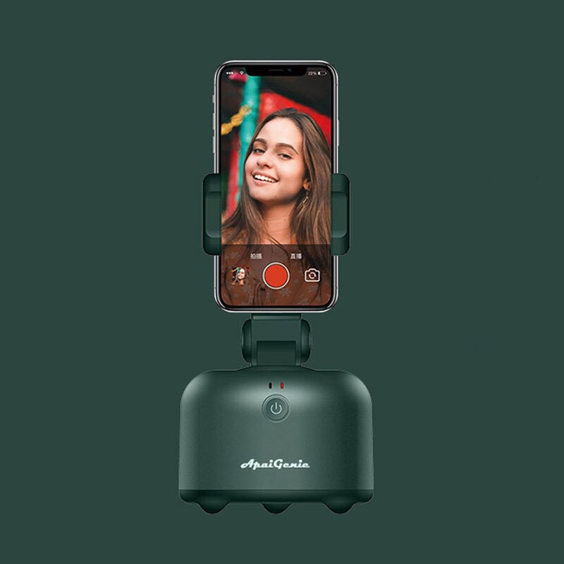 Support de téléphone, Rotation à 360 degrés, suivi automatique du visage, perche de Selfie, cardan, suivi d'objet vidéo intelligent, prise de vue: green