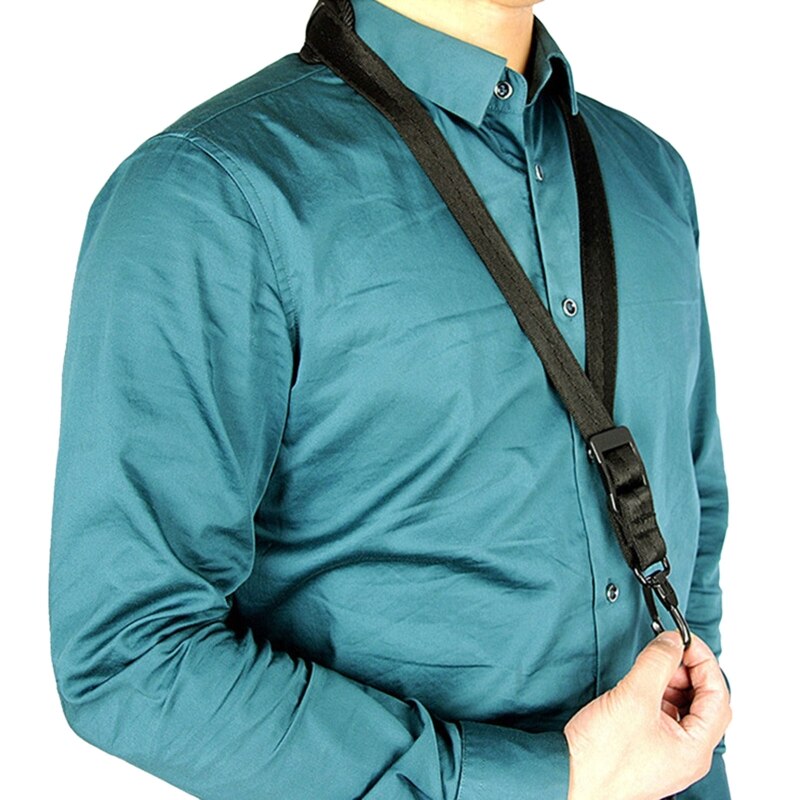 Couro acolchoado saxofone ajustável pescoço cinta com gancho de pressão para alto tenor soprano baritone sax música acessórios g99d