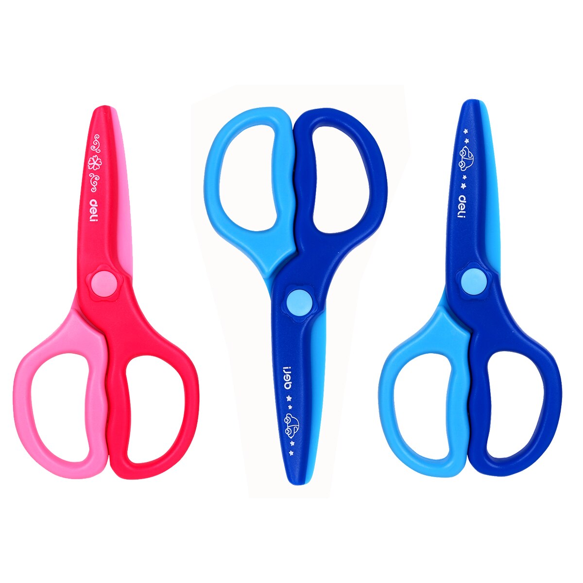 3pc/lot Deli Plastic Scissors for Paper Preschool Kids Safety Training Scissors Child Safe Craft Scrapbooking Scissors School: D
