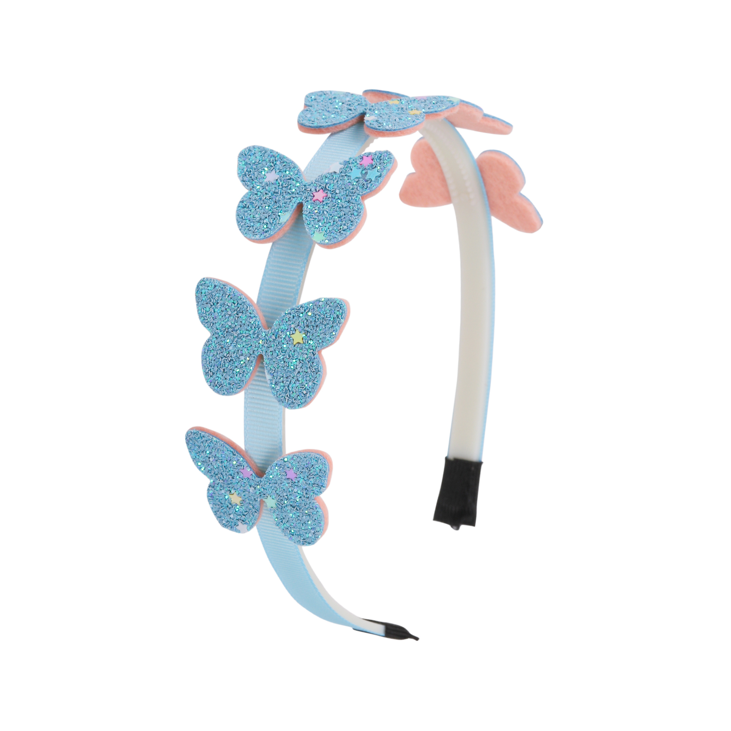 Diademas de mariposa para niñas, diadema brillante con forma de mariposa, diademas con dientes de plástico, accesorios para el cabello para niñas y niños: Verde