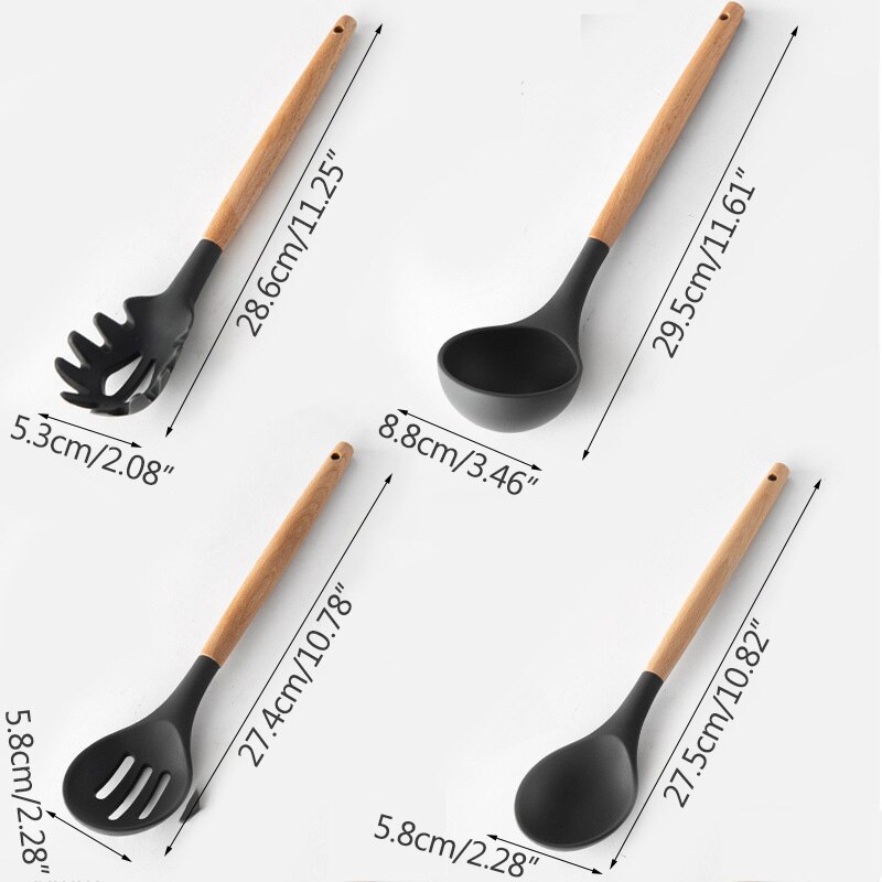 Kitchen Utensils Cooking utensils Wood Handle Silica Gel Kitchenware 11 Piece Set 9 Piece Set Kitchen Tool Scoop Set