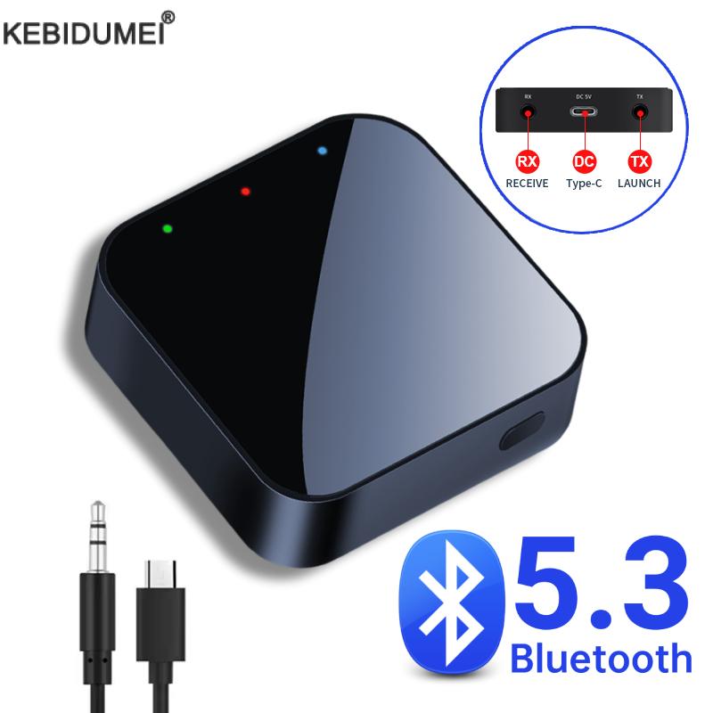 Bluetooth 5.3 Ontvanger Zender 3.5mm Aux HiFi Stereo Muziek Draadloze Audio Adapter voor Carkit Luidsprekers Hoofdtelefoon TV