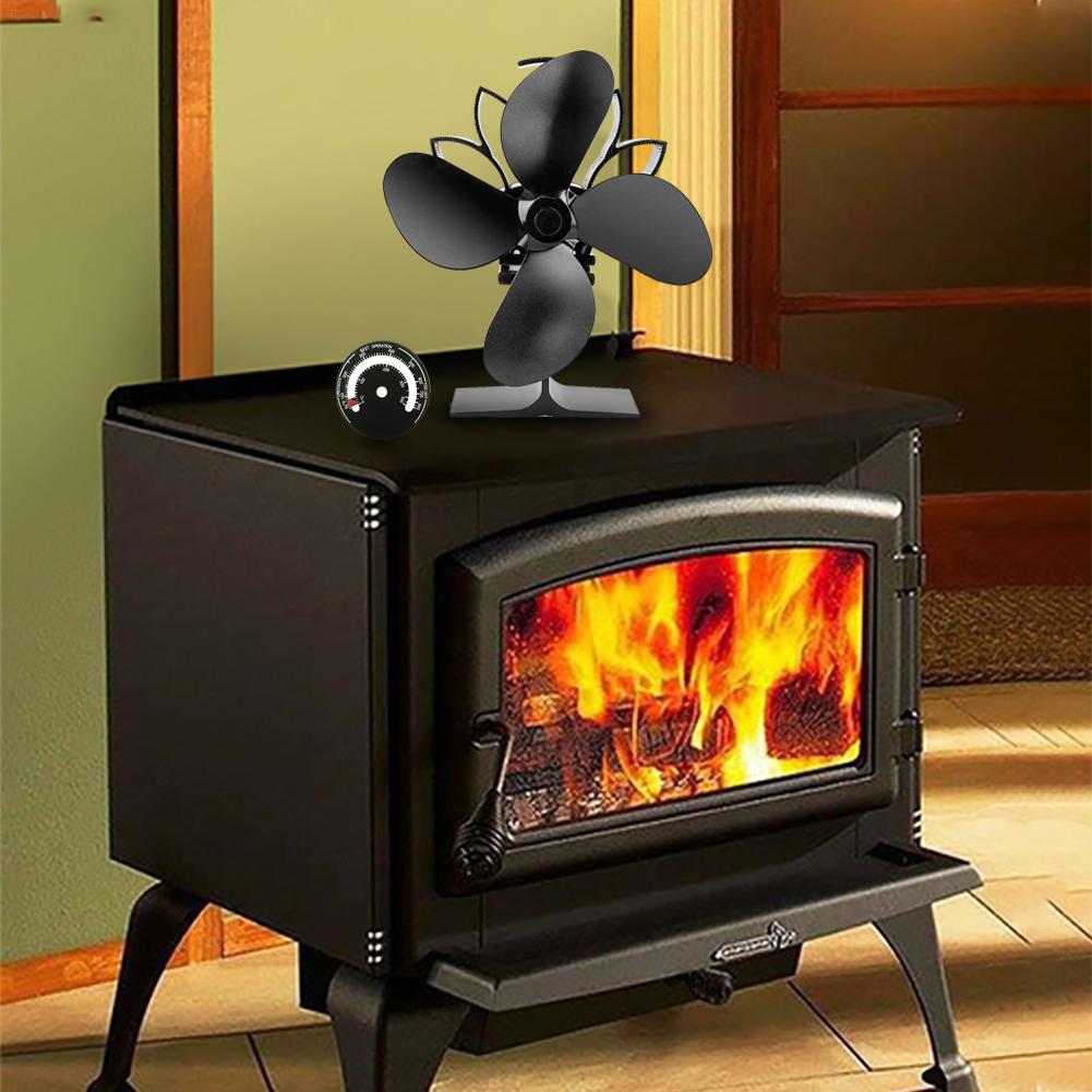 Ventilador de chimenea de energía térmica, ventilador de estufa alimentado por calor con aire para quemador de troncos de madera y chimenea