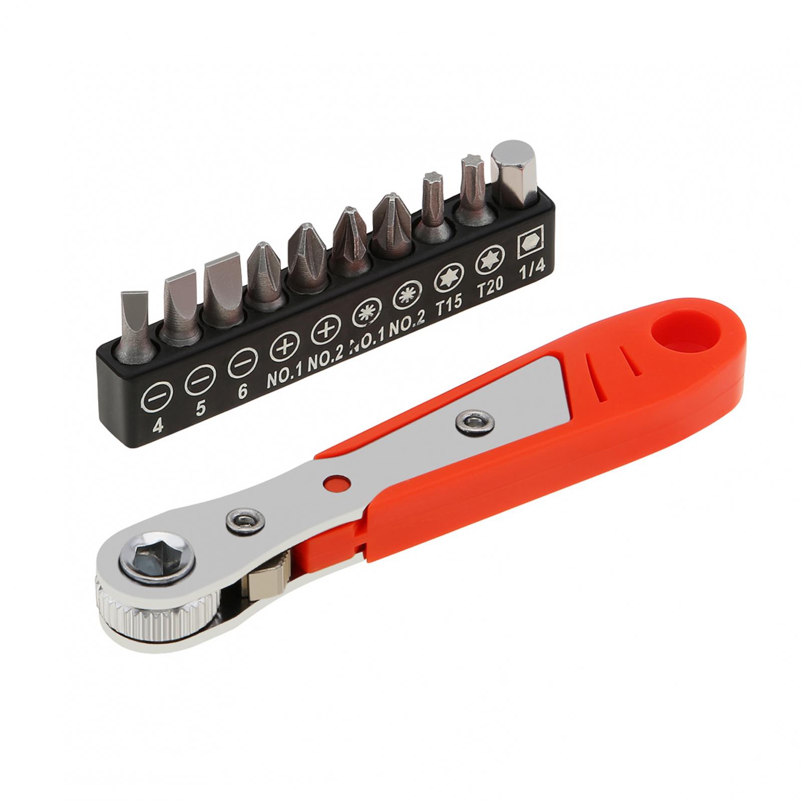 Mini Ratchet Wrench Set 1/4 Inch Screwdriver Bits Set with Multi Screw Drive Hex Socket Bits Set Dual Purpose L Bending Wrench
