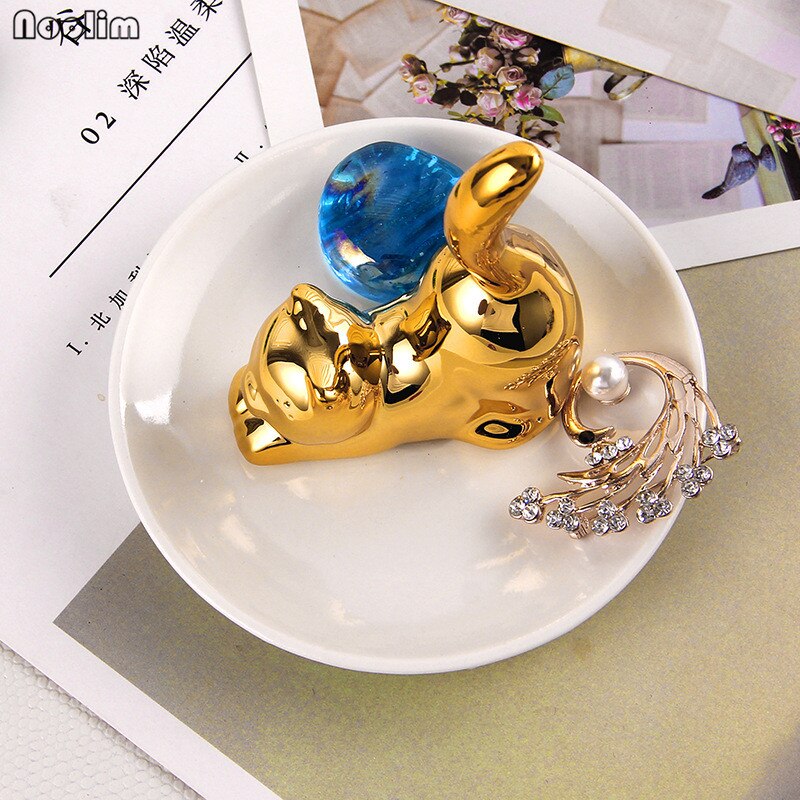 NOOLIM Nette Katze Schmuck Gestell Keramik Schmuck Lagerung Tablett-Ring Halskette Lagerung Tablett Schmuck Palette essen Palette Trockenen Obst Platte