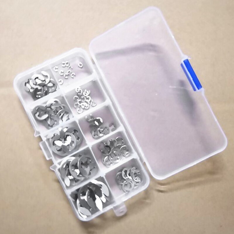 120Pcs/Lot 304 Stainless Steel Stainless Steel E Clip Washer assortment Kit Circlip Retaining Ring for Shaft Fastener M1.5~M10