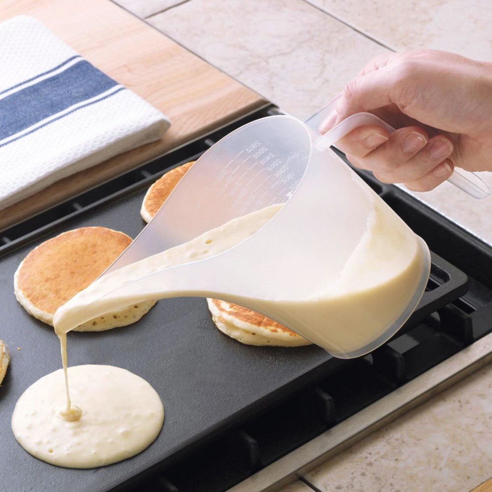 1PCS Plastic 1000ml Funnel Jug Transparent Measuring Cup With Mouth Tip For Jam Batter Syrup