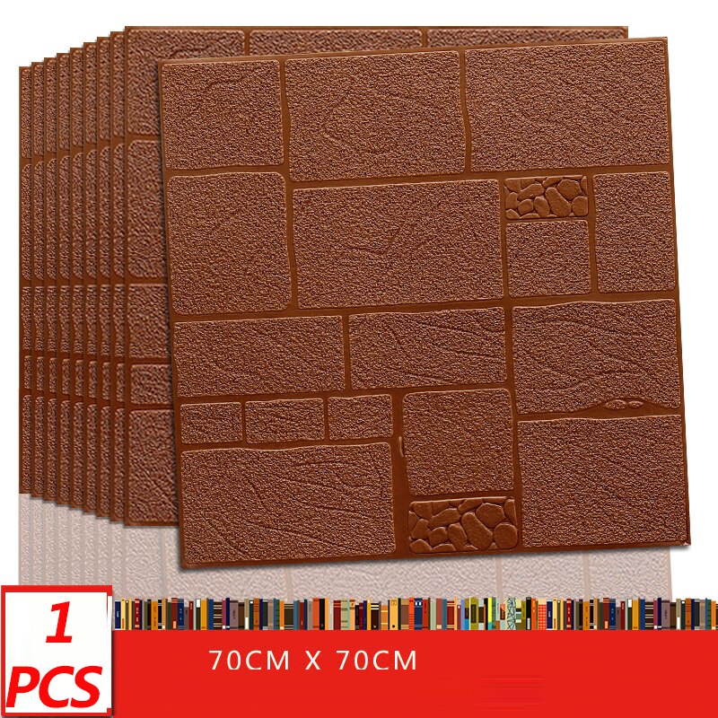 70*70cm 3d adesivo de parede imitação tijolo decoração do quarto à prova dwaterproof água auto-adesivo papel de parede para sala de estar tv pano de fundo decoração: F