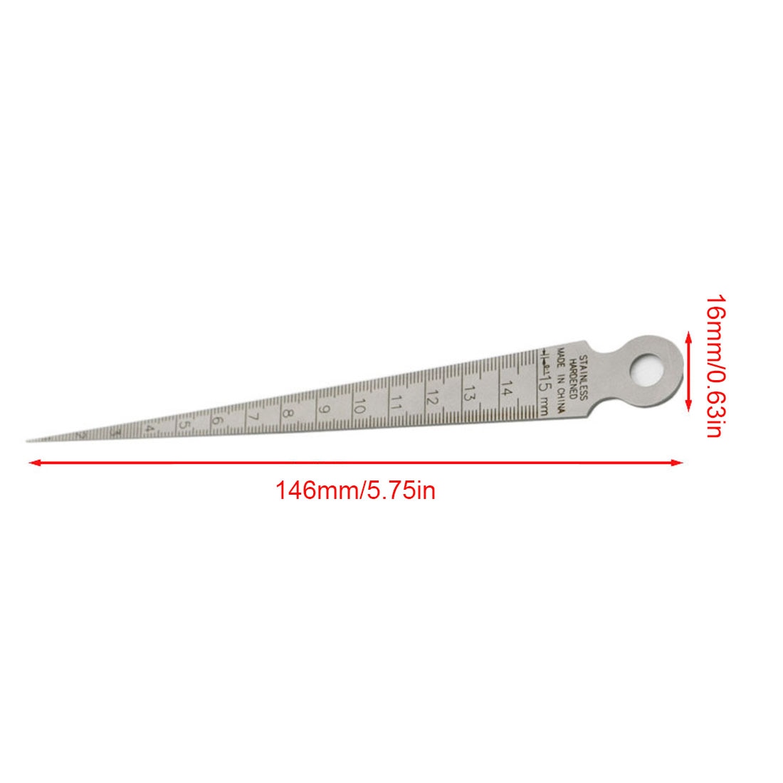 Stainless Steel 1-15mm Metric Taper Gauge Aperture Scale Wedge Feeler For Drill Hole Taper Gap Measurement Tools
