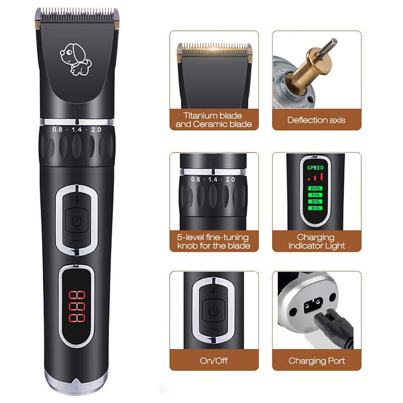 LCD display pet hair clipper dog shaving large dog Teddy USB charging hair clipper