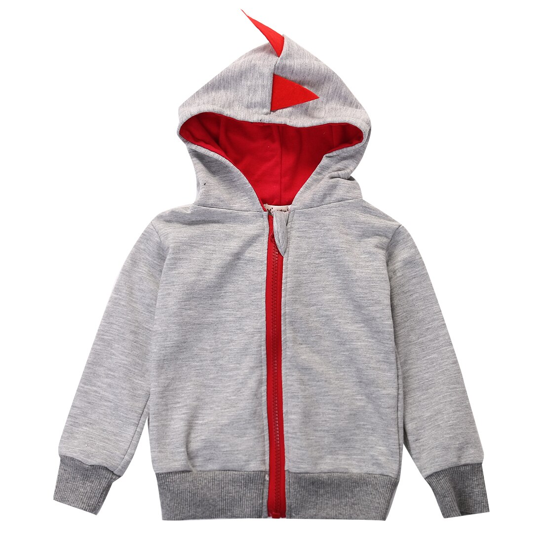 Bebê infantil kidss meninos casaco bonito dos desenhos animados dinossauro zíper hoodie topos jaqueta crianças casaco outwear 0-3y: Cinza / 6 m