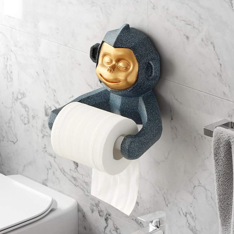 Nordic Cute Monkey Toilet Roll Paper Holder Bathroom Wall-mounted Tissue Hanging Storage Rack