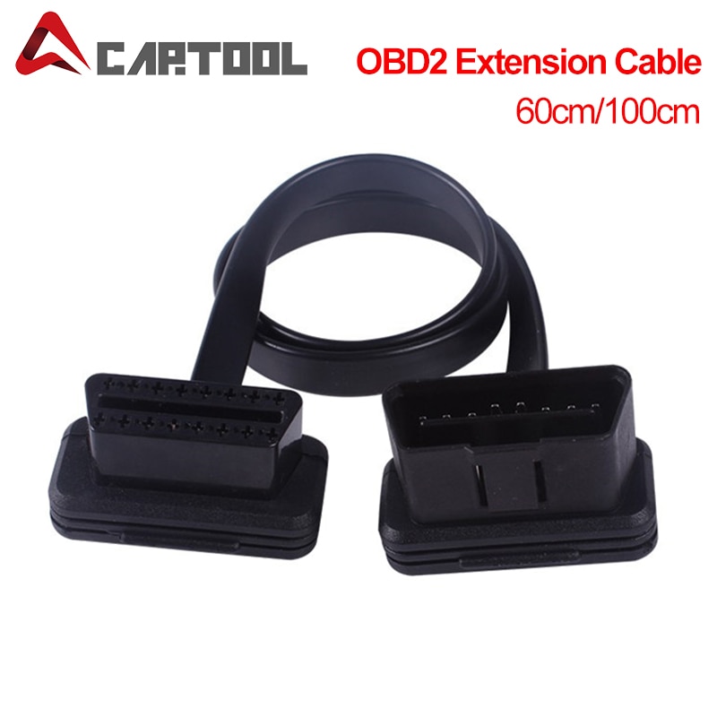 60cm 100cm Dünn Wie Noodle OBDII OBD2 16Pin ELM327 Männlichen Zu Weiblichen Ellenbogen Verlängerung OBD 2 Auto Auto diagnose Kabel Stecker