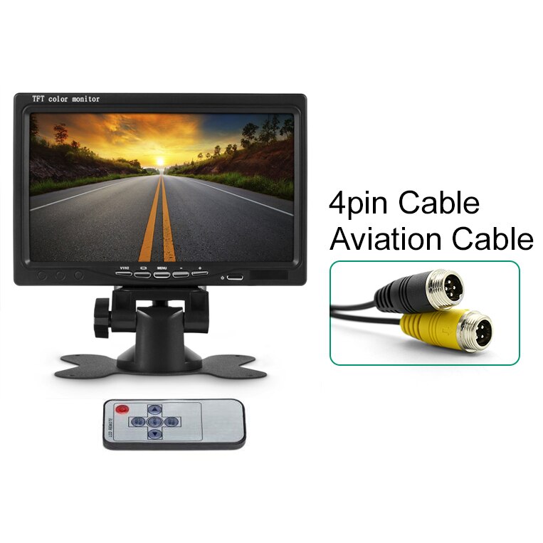 GreenYi-pantalla LCD TFT a Color para coche, Monitor de visión trasera para camión, autobús, vehículo con Control remoto IR, 800x480, 7 pulgadas: 4 Pin Calbe