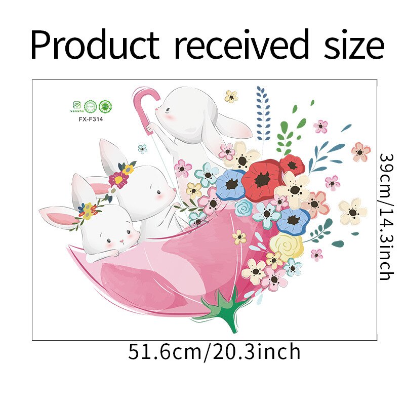 Schattige Konijn Muurstickers Behang Ballet Bunny Stickers Voor Kids Babykamer Muur Decor Cartoon Muur Sticker Home Decoratie: JS091-D