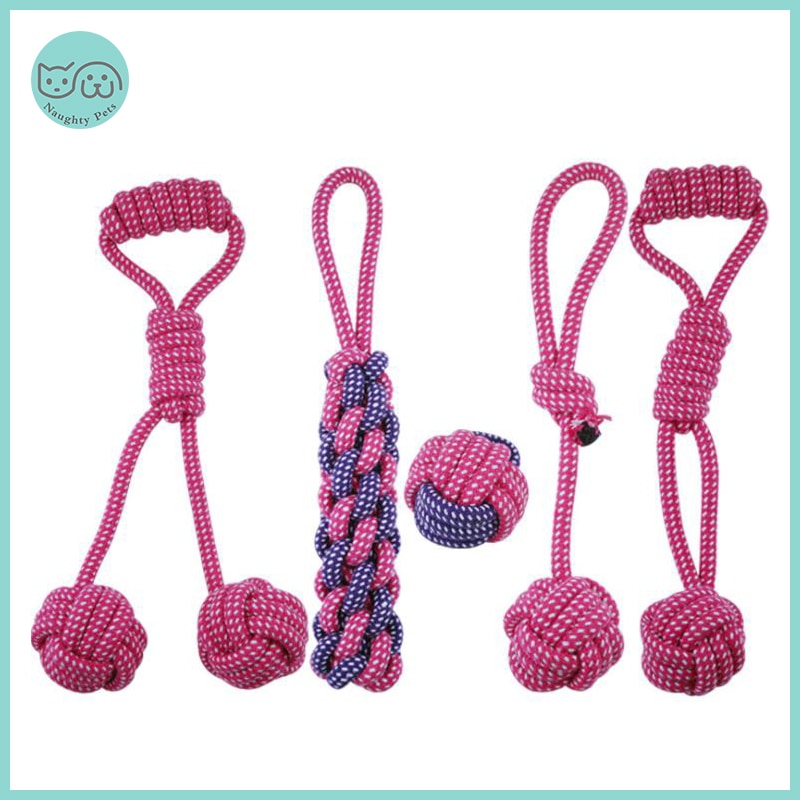 Juguetes para mascotas y perros, pelota de algodón resistente a las mordeduras, palo de cuerda con nudo, juguete interactivo para cachorros, juguetes para masticar dientes, limpieza para perros y gatos