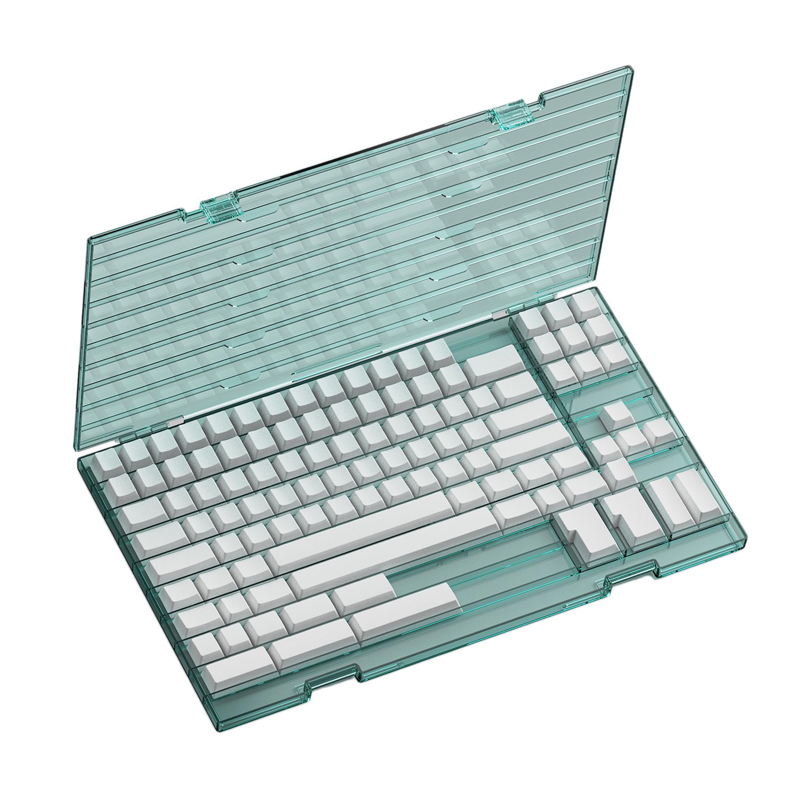 Transparent Keycap Storage Box With Cover DIY Keycaps Set Display Organizing Lids Bins Sheet Keyboard Profile Collection Case: Cyan for Cherry