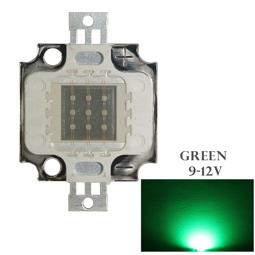 2pc fuld effekt 10w kobberramme med siliverende integreret led chip 9-12v rgb led modul med lyserød fuld speturm til projektør: Grøn 9-11v