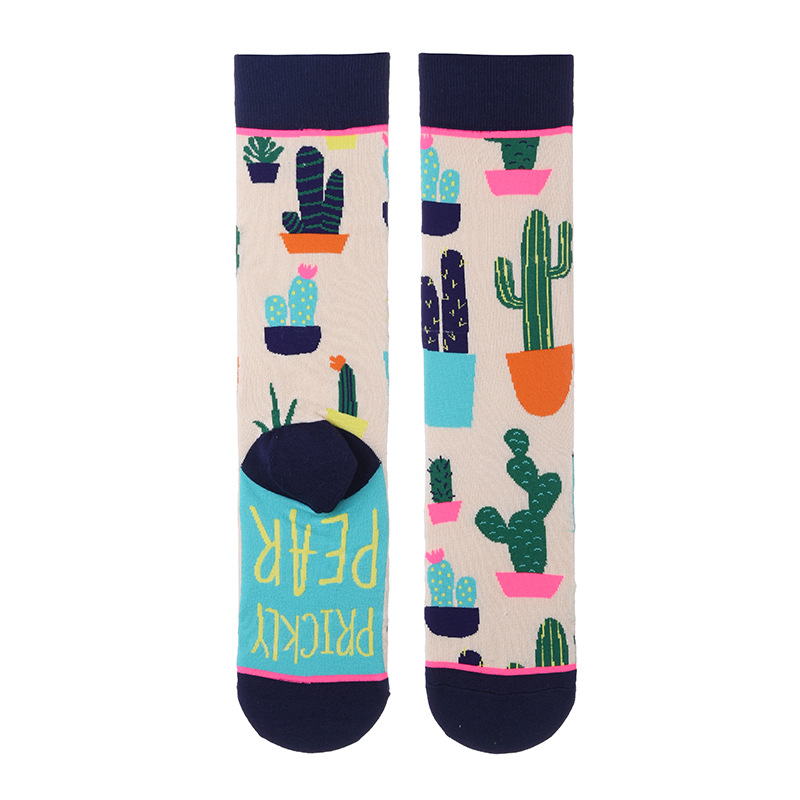 Söta damsockor tecknade djurmat fruktsockor kawaii roliga trendiga strumpor glada harajuku casual strumpor höst vårstrumpor: Himmelsblå
