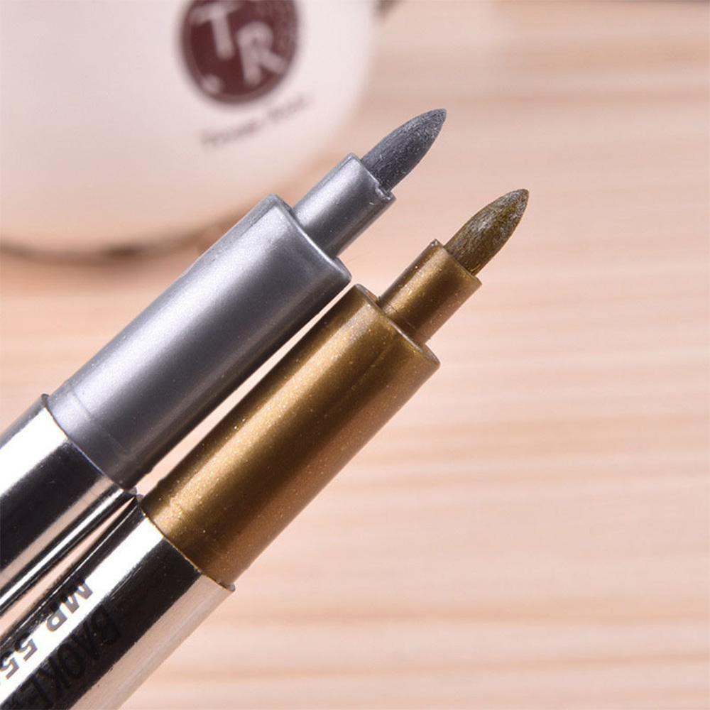 1.5mm vattentäta, vattentäta metallpennor i guld och silver för att rita skolpapper