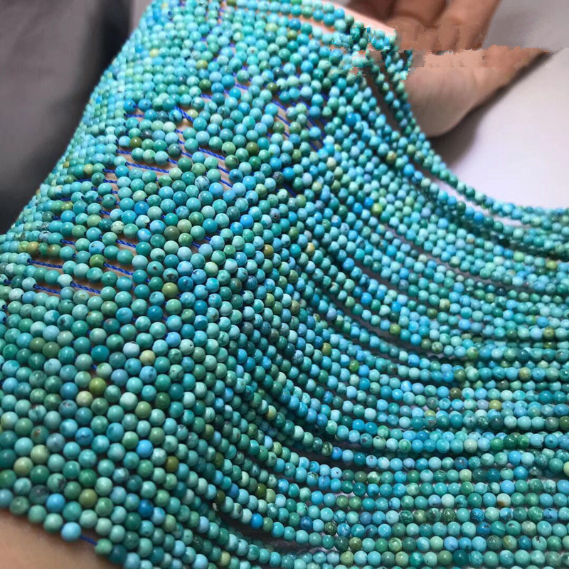 Turquoise round 2.5mm HUBEI 15" for DIY jewelry making loose beads FPPJ beads nature gem stone