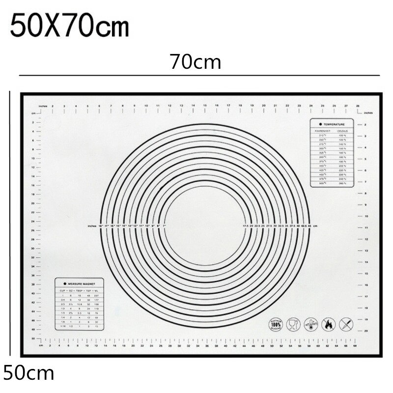 Kneading Dough Mat Silicone Baking Mat Pizza Dough Mat Maker Pastry Kitchen Cooking Gadgets Bakeware Kneading Pad Accessories: 50x70cm black