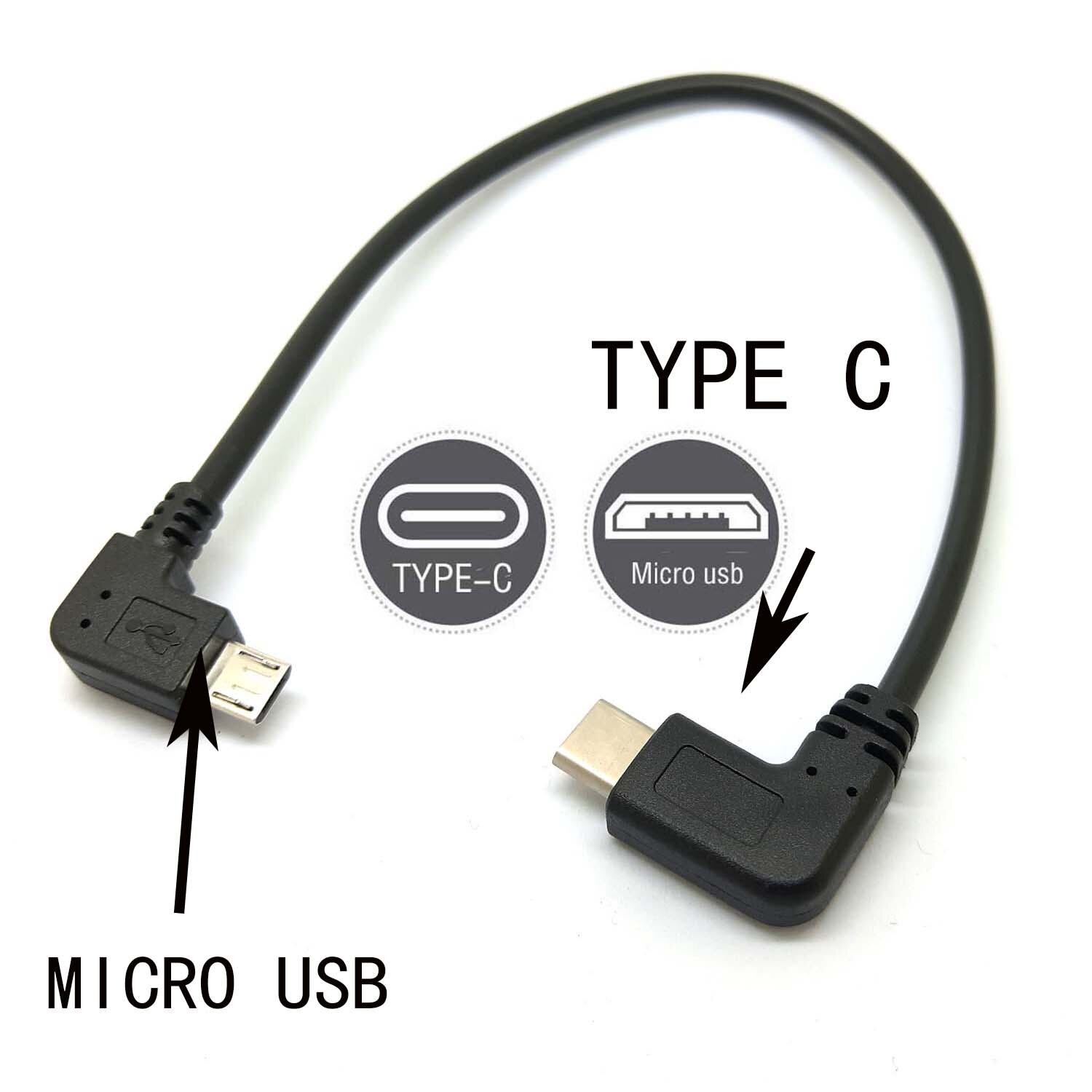 90 vinkel type c (usb-c) til micro usb sync charge otg oplader datakabel adapter
