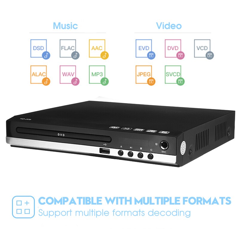 Full HD 1080P Home DVD Player Multimedia Digital TV Disc Player Support DVD CD MP3 MP4 RW VCD