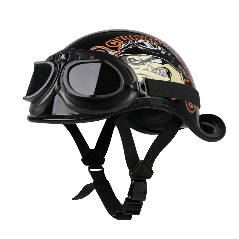 VGV moto demi-casque lunettes incluses véhicule électrique vélo Locomotive pour Cruiser rétro homme femmes scooter rue