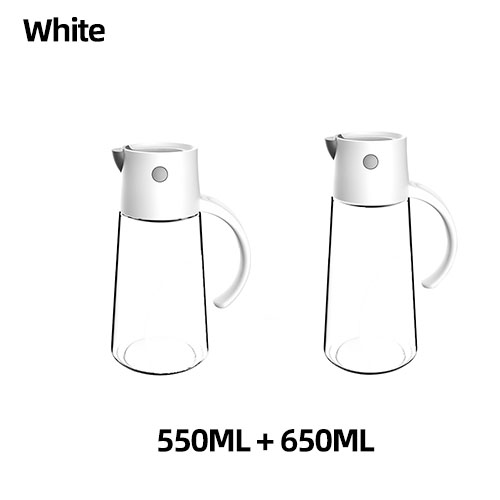 Automatisch Open Deksel Olie Fles Dispenser Saus Bakken Glas Lekvrije Opslag Fles Salade Keuken Tool Accessorie: White-2Pcs