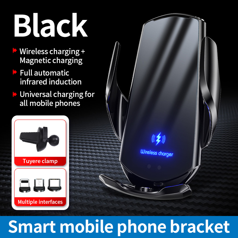 15W Car Wireless Charger for Samsung Galaxy A12 A22 A32 A42 A52 A72 A13 A33 A53 A73 5G Magnetic Charging Automatic Clamping: Black