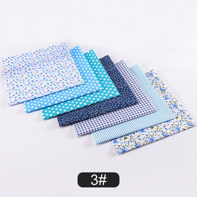 7 morceaux de tissu assorti 25*25cm groupe tissu uni pur coton petite fleur fait main bricolage coton: 3