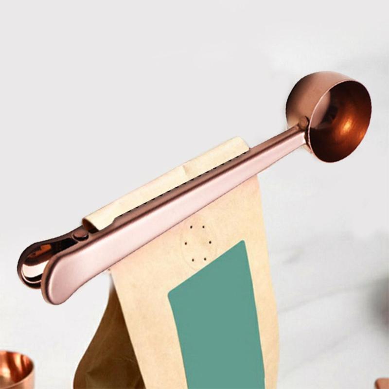 Cuchara de cocina o cafetería con Clip, cuchara medidora de té y café de acero inoxidable