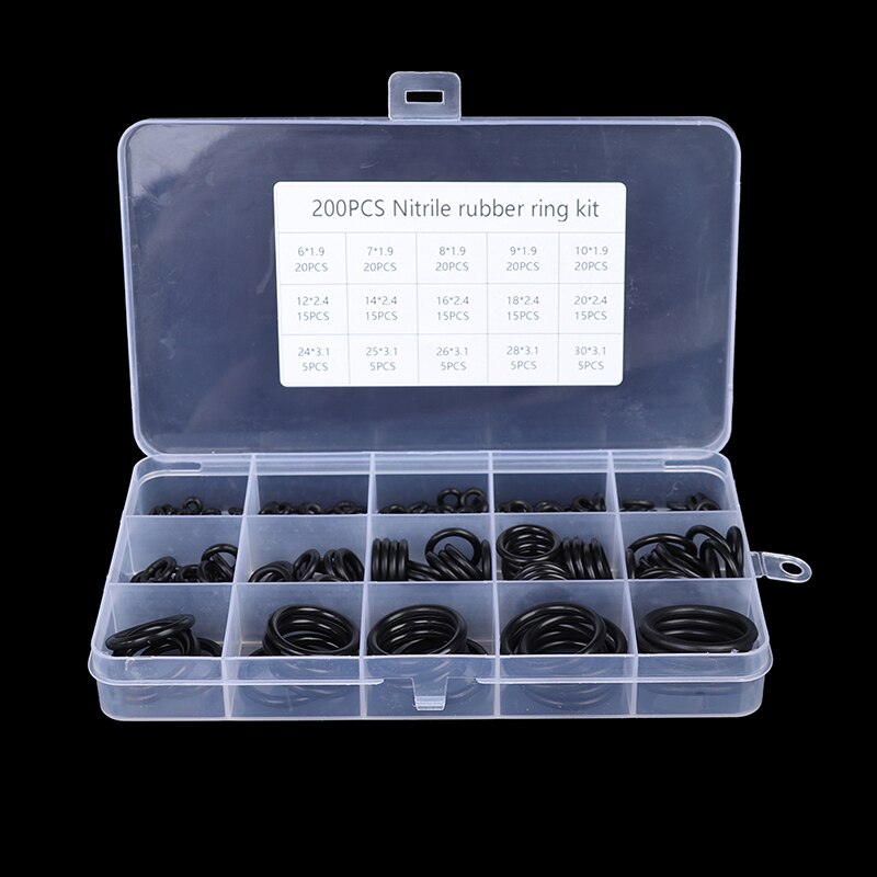 200Pcs Rubber O-Ring Washer Assortiment Set Hydraulische Sanitair Pakking Kit